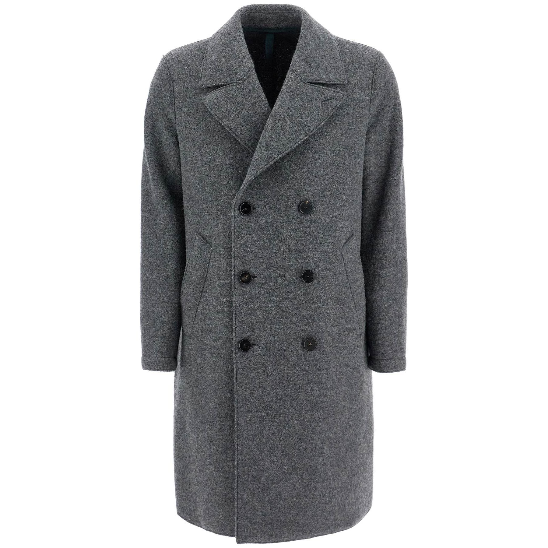 Double-breasted Wool Coat In Boiled