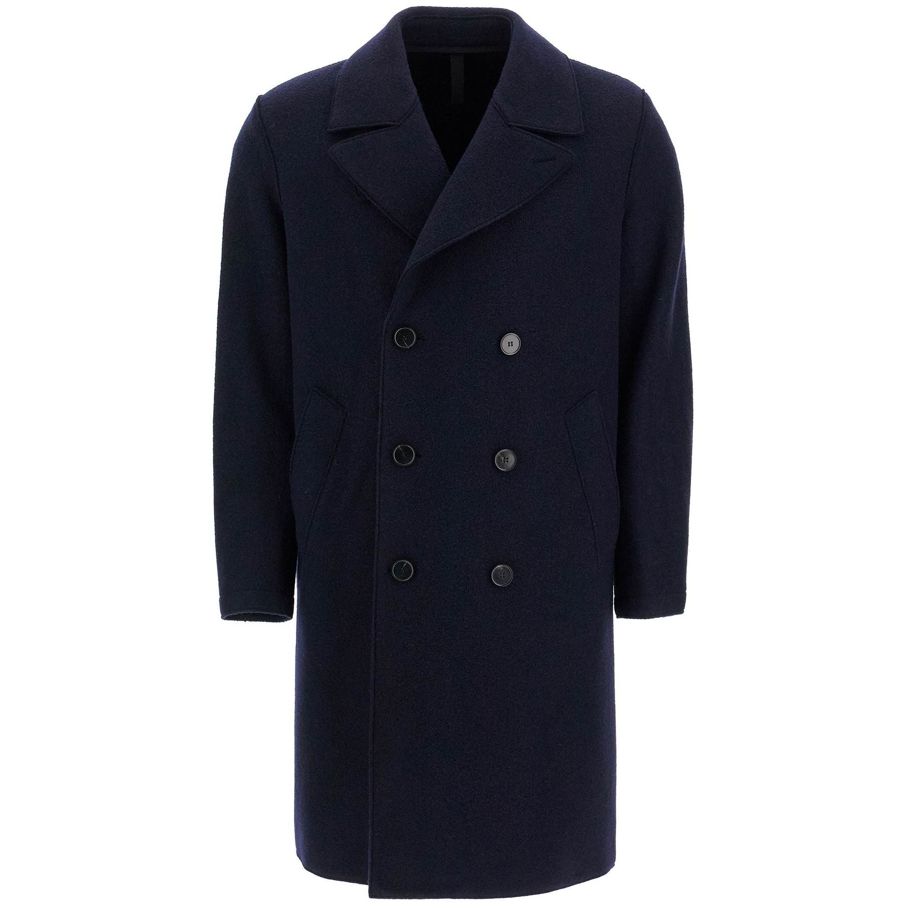 Double-breasted Wool Coat In Boiled