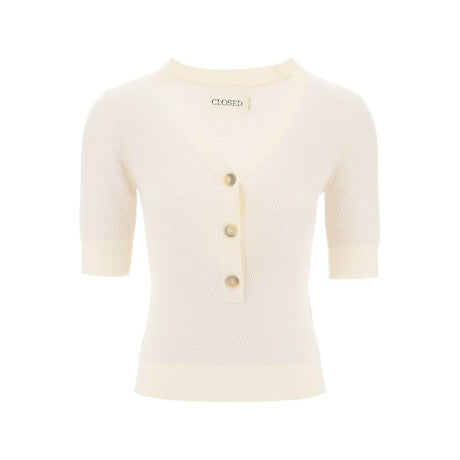 Organic Merino V-Neck Knit Top.