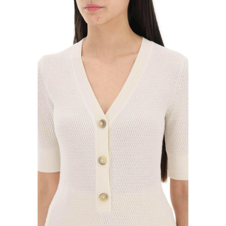 Organic Merino V-Neck Knit Top.