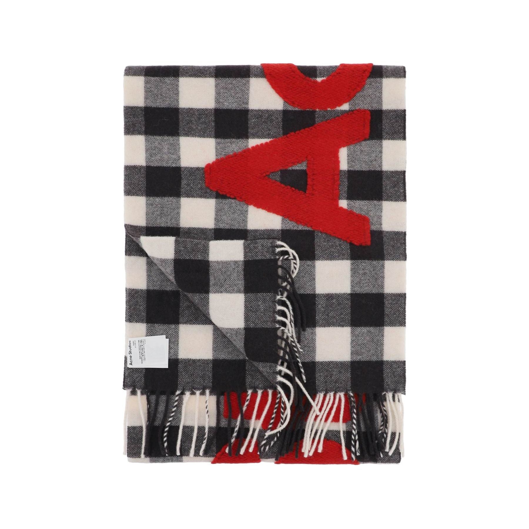 Carbon Grey Red Check Logo Scarf
