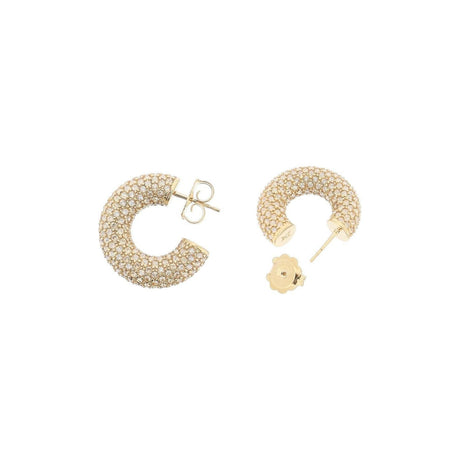 Cameron Embellished Small Hoop Earrings AMINA MUADDI JOHN JULIA.