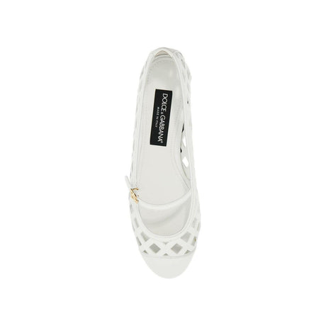 DOLCE&GABBANA-Open Work Leather Odette Ballet Flats-JOHN JULIA