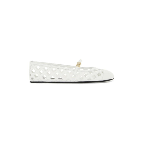 DOLCE&GABBANA-Open Work Leather Odette Ballet Flats-JOHN JULIA