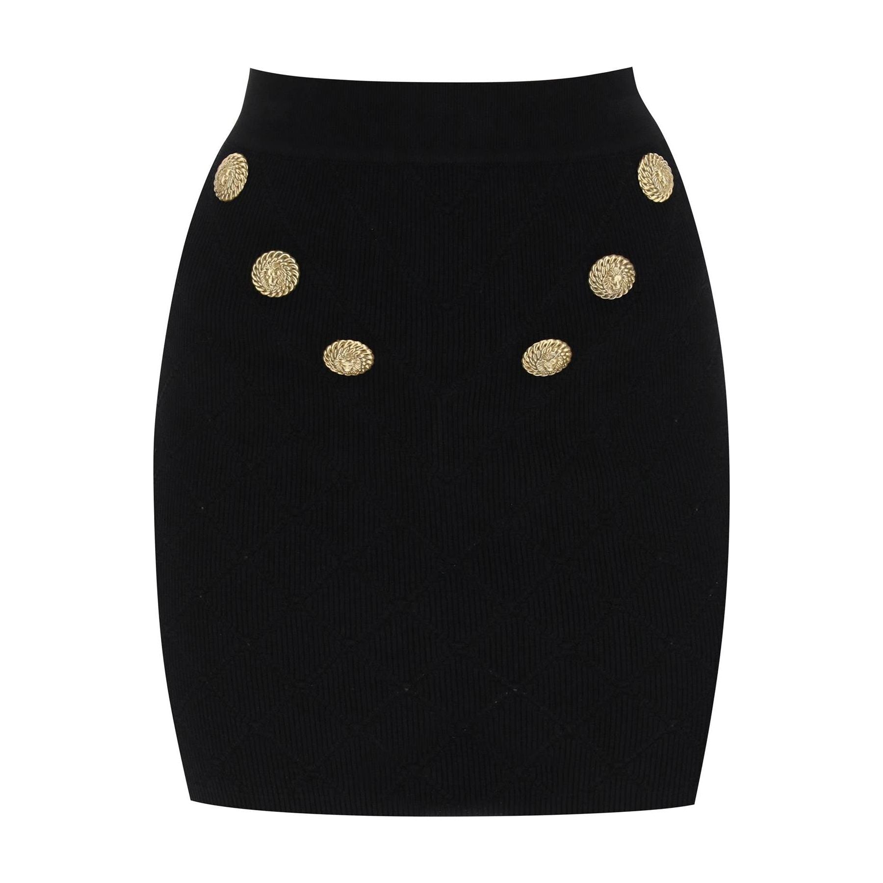 Knitted Mini Skirt With Embossed Buttons