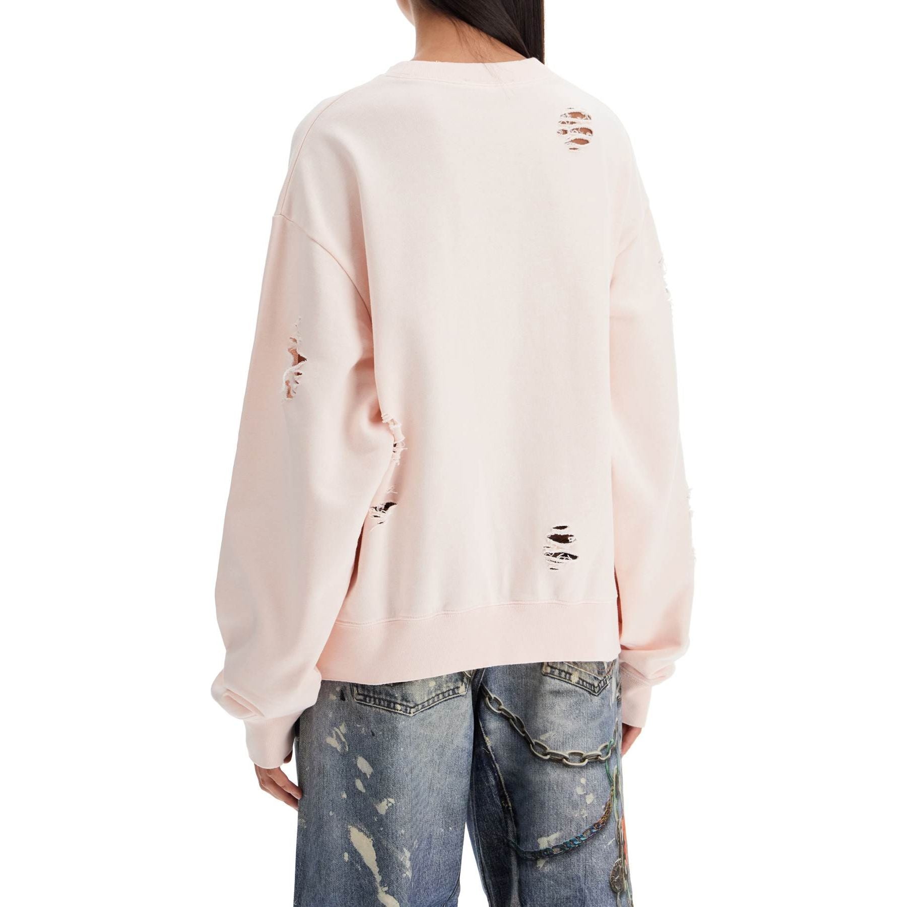 Distressed Sweatshirt With Logo Print