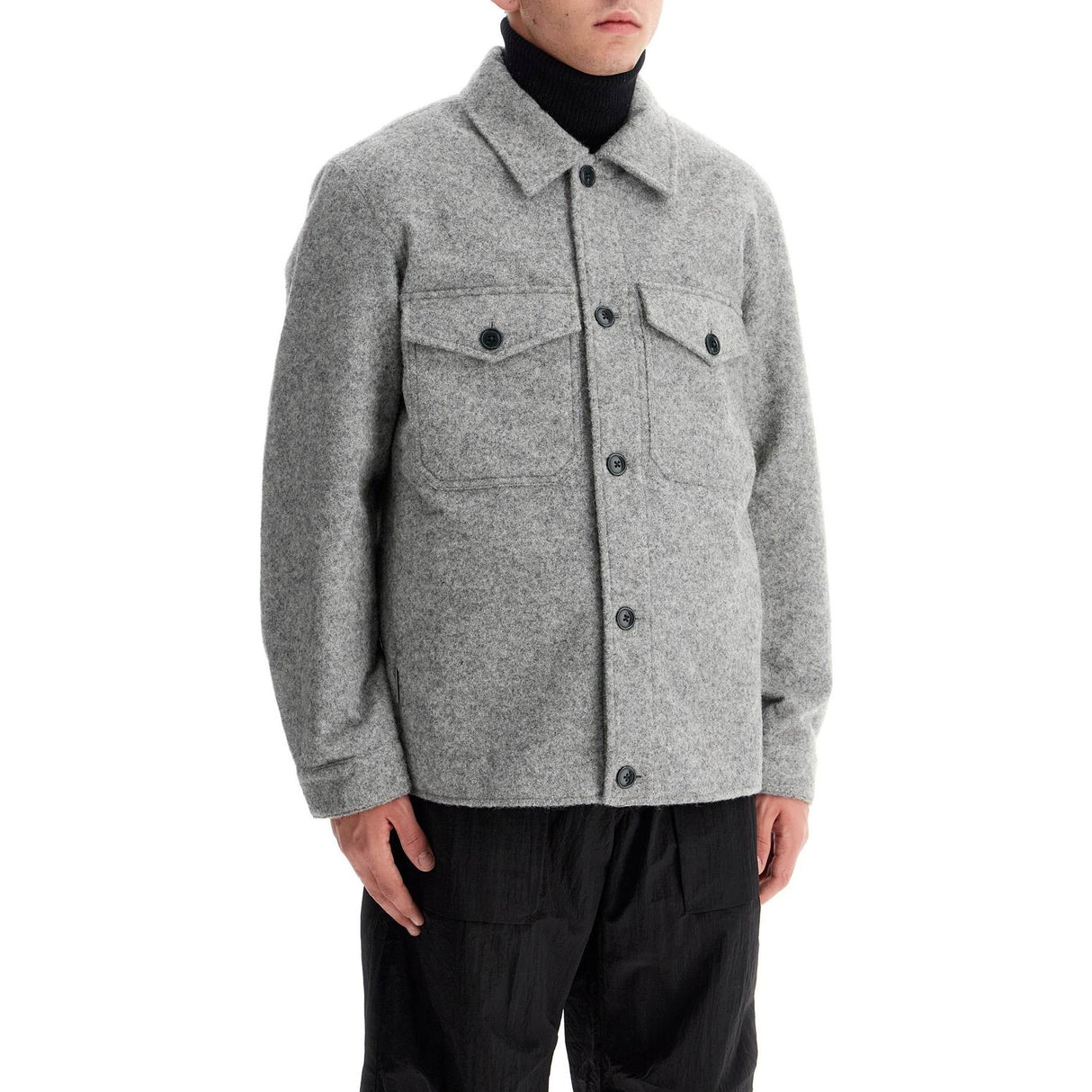 Reflective Wool Blend Shirt Jacket