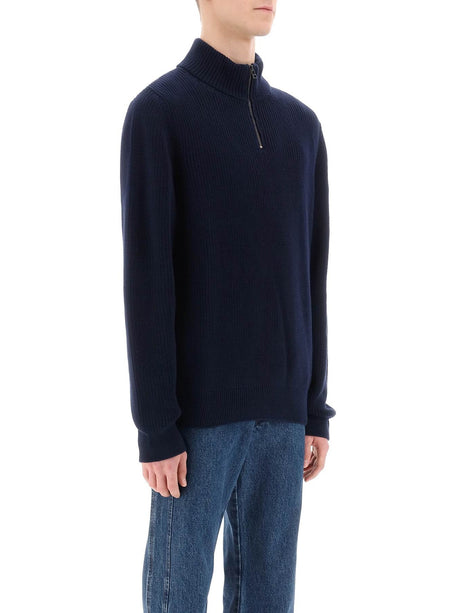 Sweater With Partial Zipper Placket