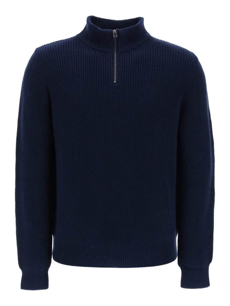 Sweater With Partial Zipper Placket