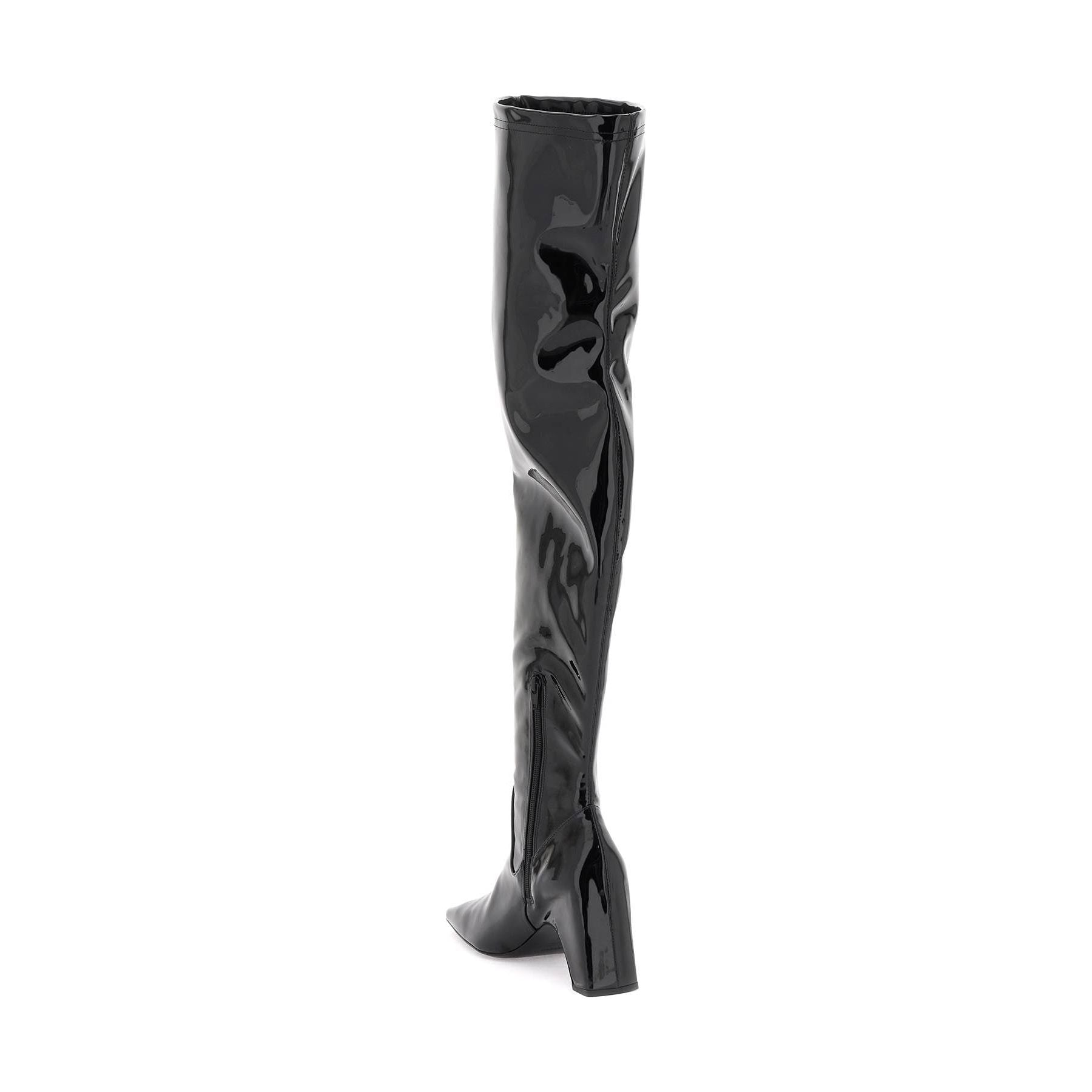 Thigh-High Faux Patent Leather Boots