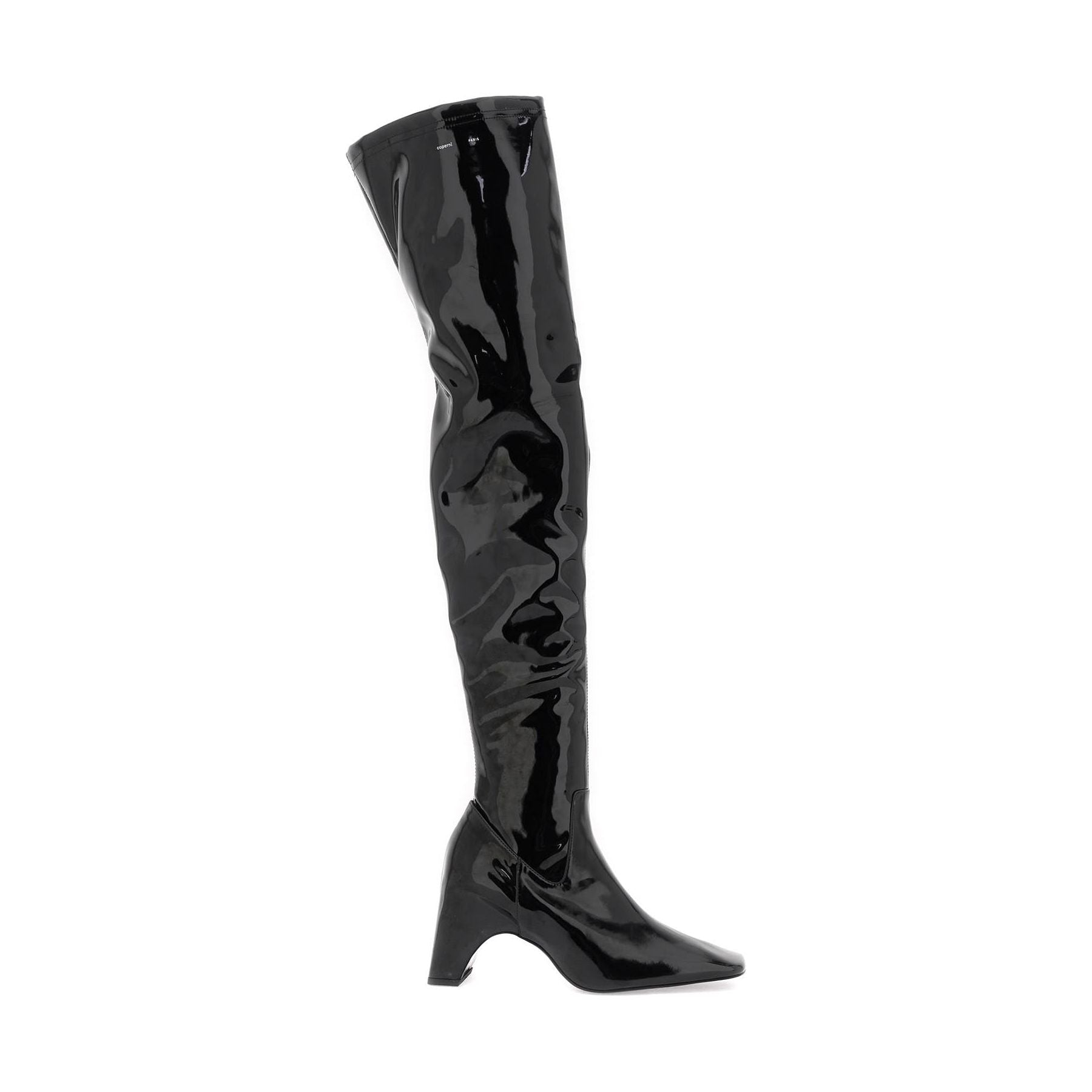 Thigh-High Faux Patent Leather Boots