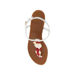 Nappa Leather Coral Thong Sandals.