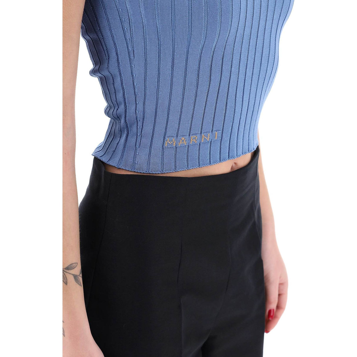 Sleeveless Ribbed Knit Top