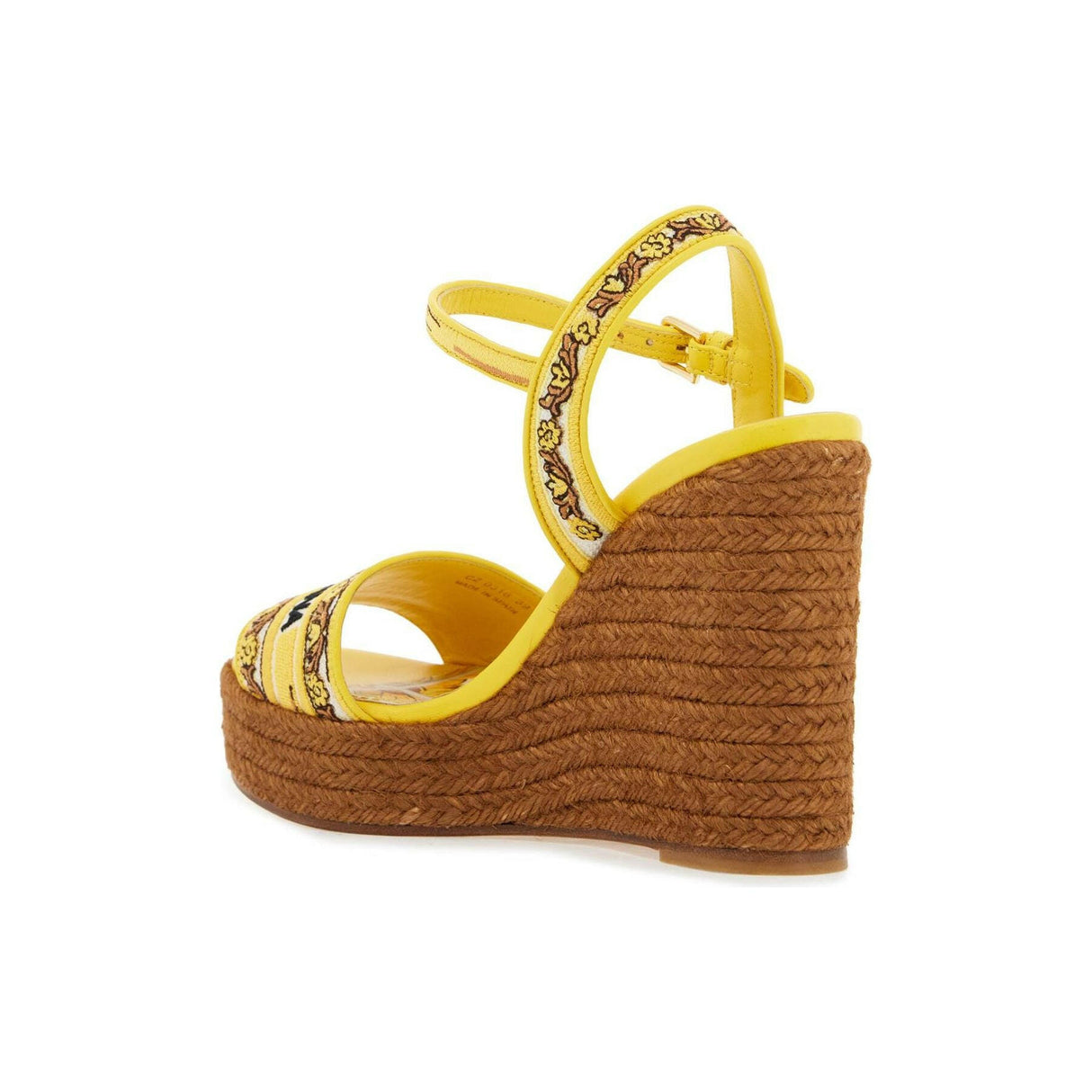 Majolica Embroidered Wedge Sandals.