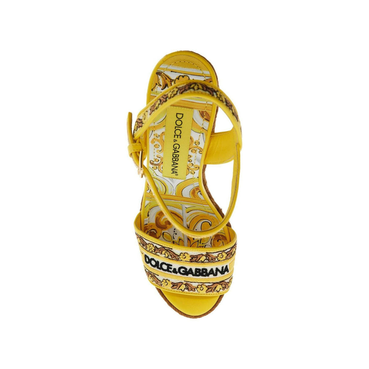 Majolica Embroidered Wedge Sandals.