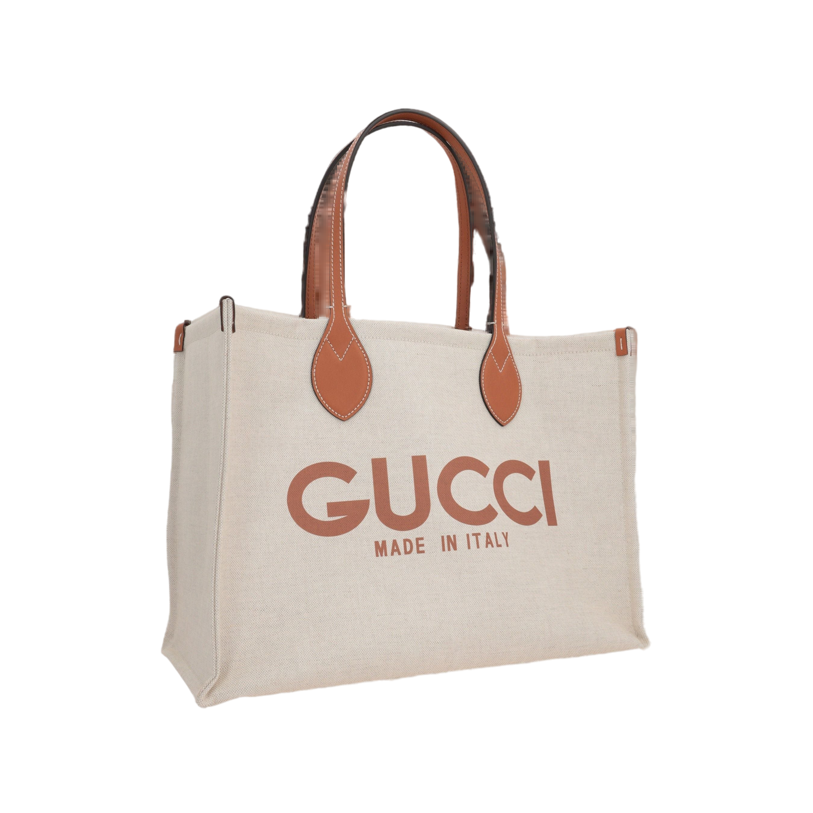 Canvas Logo Print Tote Bag-GUCCI-JOHN JULIA