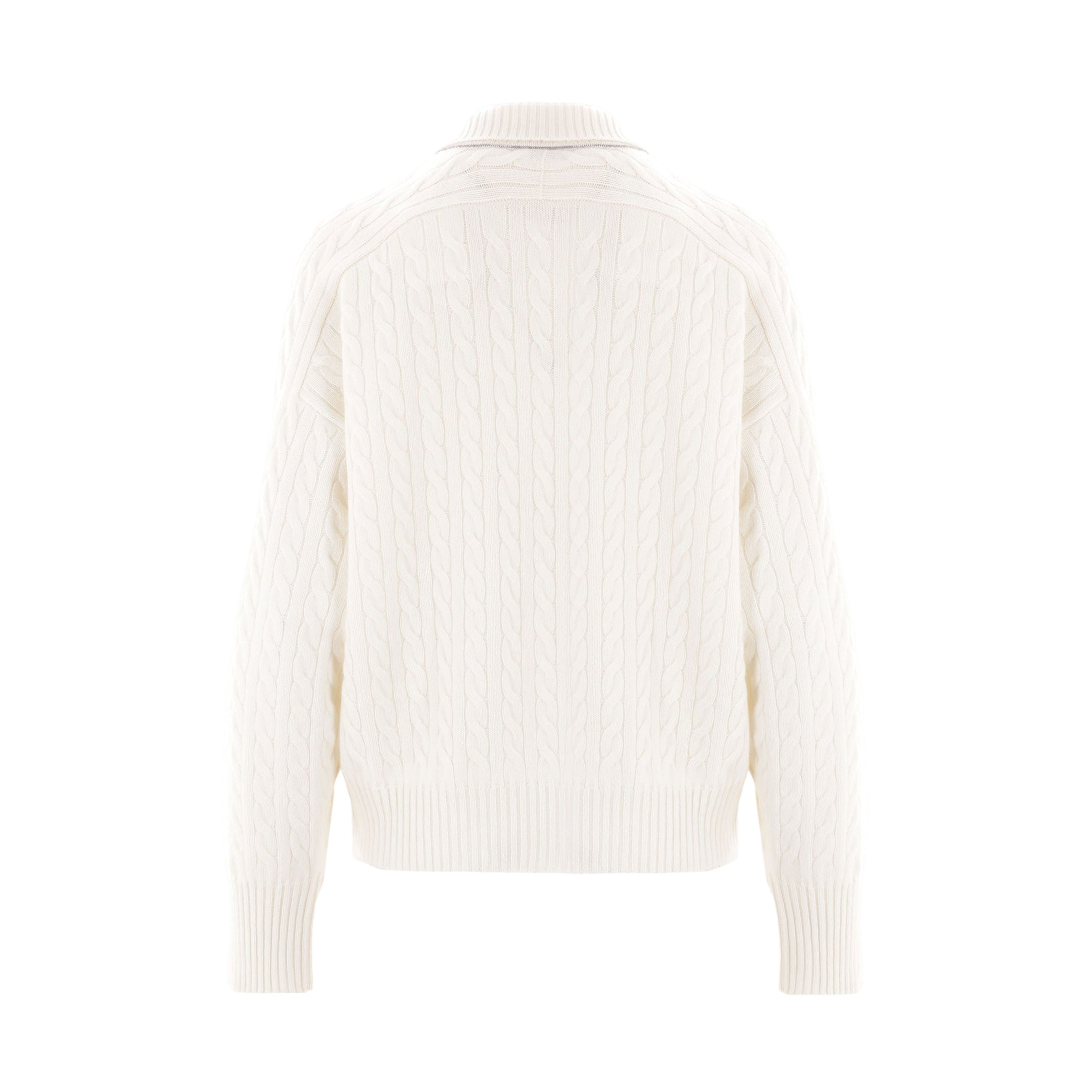 Cashmere Cable-knit Polo Sweater-BRUNELLO CUCINELLI-JOHN JULIA