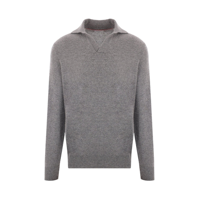 Cashmere Polo Sweater-BRUNELLO CUCINELLI-JOHN JULIA