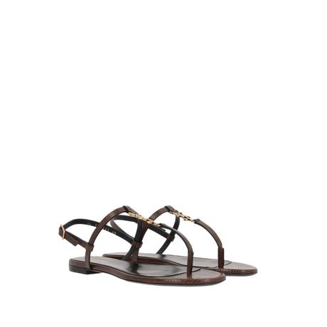 Cassandre Lizard-Embossed Leather Thong Sandals-SAINT LAURENT-JOHN JULIA