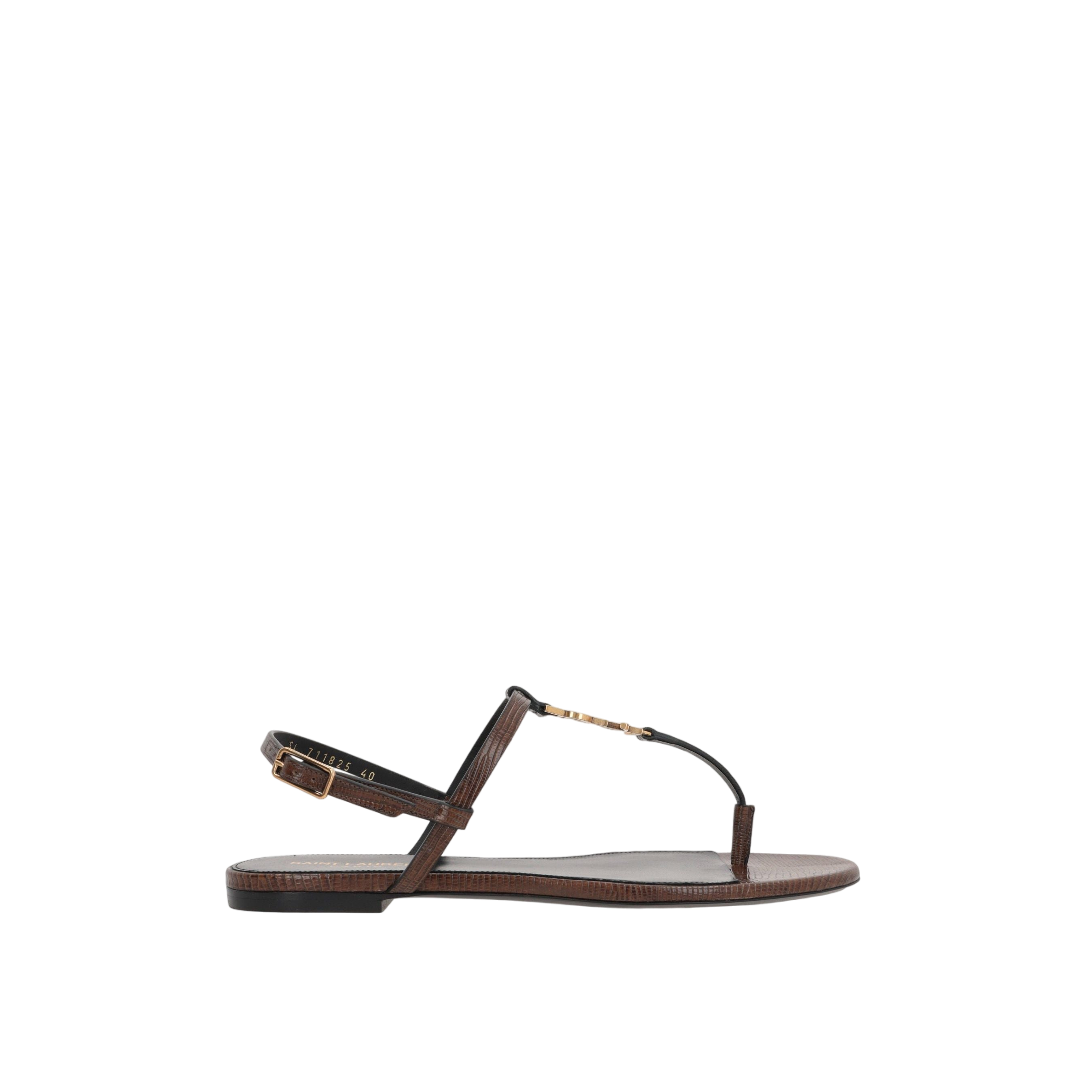 Cassandre Lizard-Embossed Leather Thong Sandals-SAINT LAURENT-JOHN JULIA