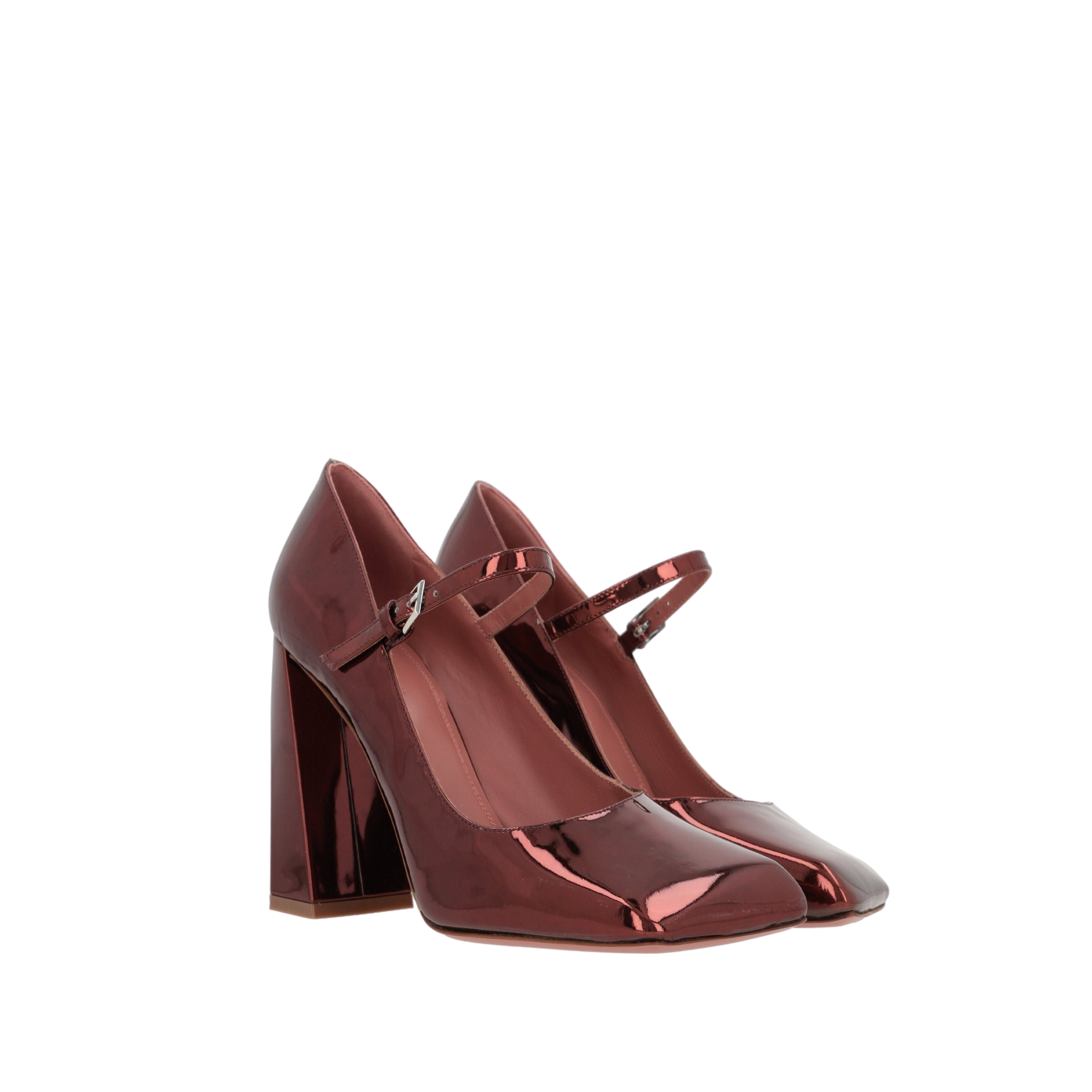 Charlotte Mirror-Effect Leather Mary-Jane Pumps-AMINA MUADDI-JOHN JULIA