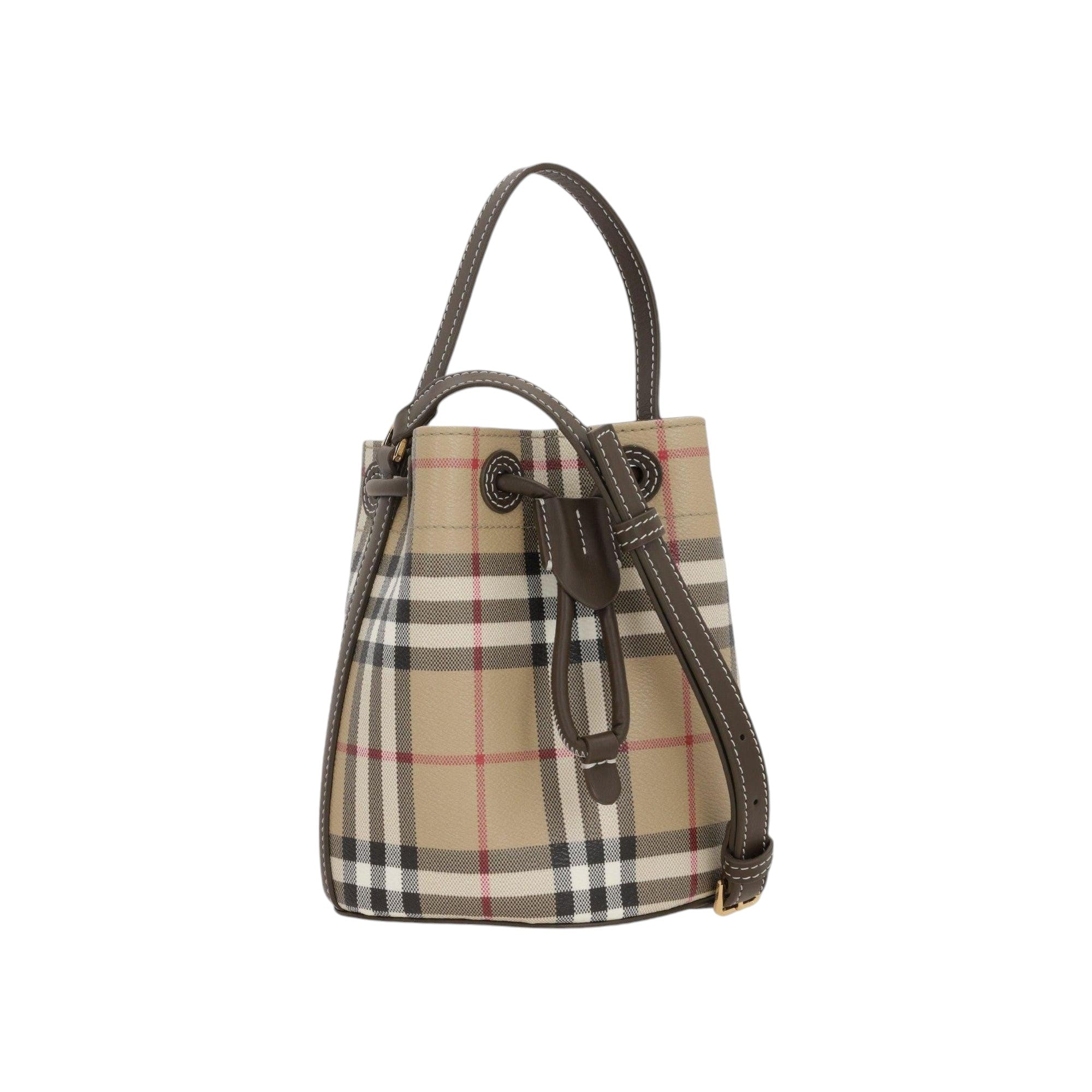 Check Coated Canvas Mini Bucket Bag-BURBERRY-JOHN JULIA