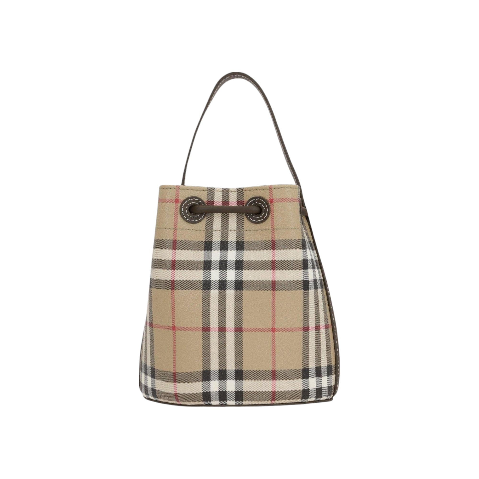 Check Coated Canvas Mini Bucket Bag-BURBERRY-JOHN JULIA