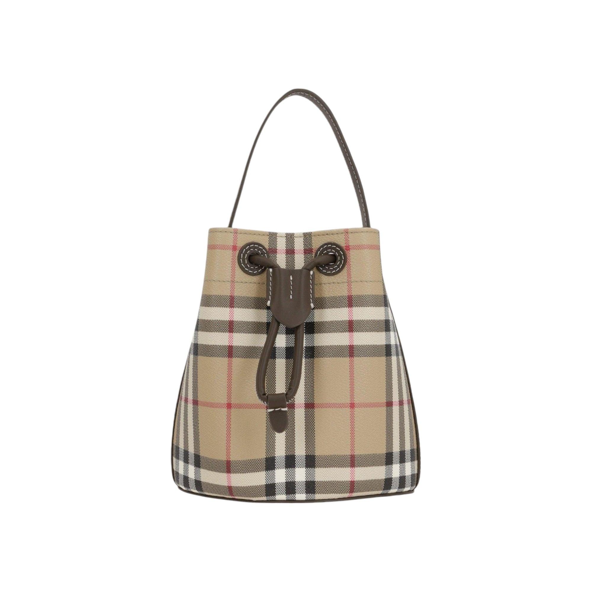 Check Coated Canvas Mini Bucket Bag-BURBERRY-JOHN JULIA