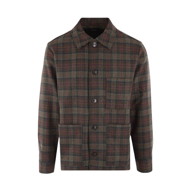 Checked Wool Blend Overshirt-A.P.C.-JOHN JULIA