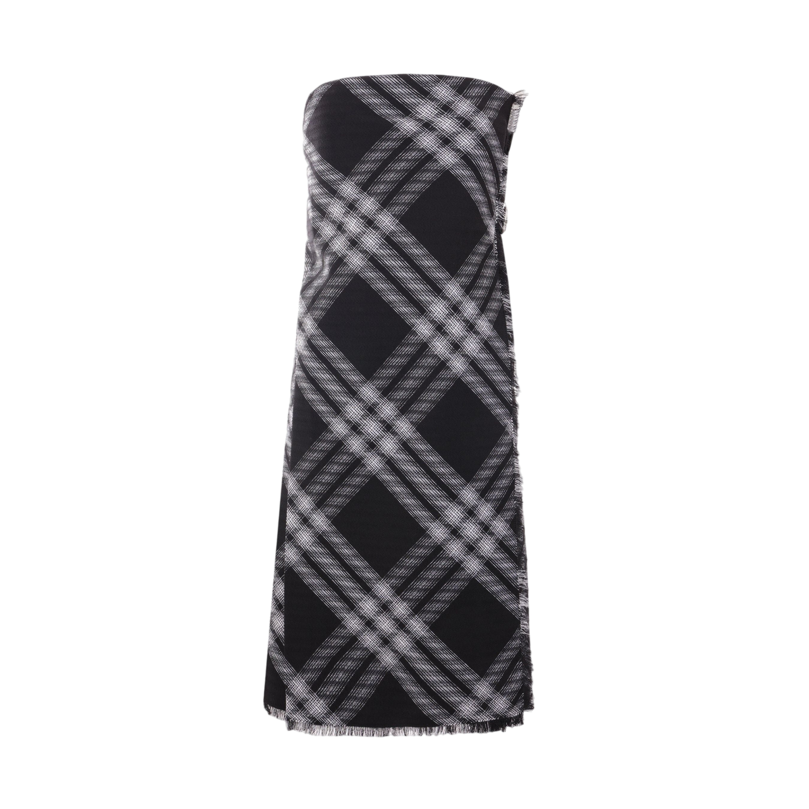 Checked Wool Wrap Bustier Dress-BURBERRY-JOHN JULIA