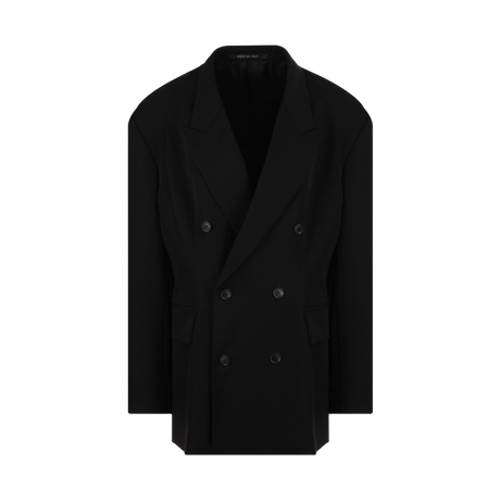 Cinched Double-breasted Wool Jacket-BALENCIAGA-JOHN JULIA