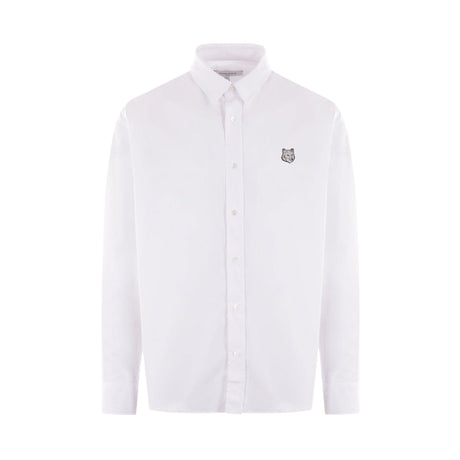 Contour Fox Head Patch Poplin Shirt-MAISON KITSUNÉ-JOHN JULIA