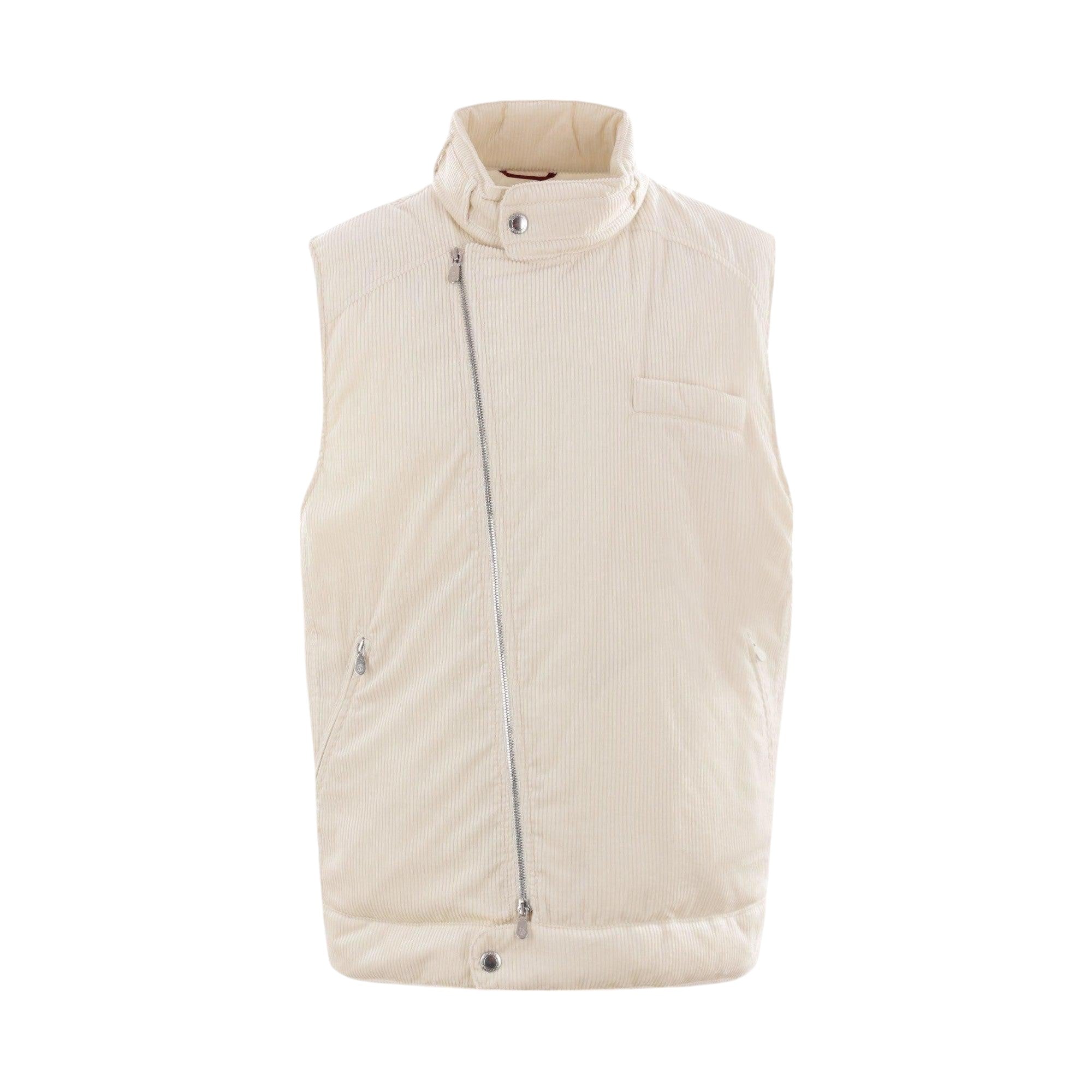 Corduroy Sleeveless Down Jacket-BRUNELLO CUCINELLI-JOHN JULIA