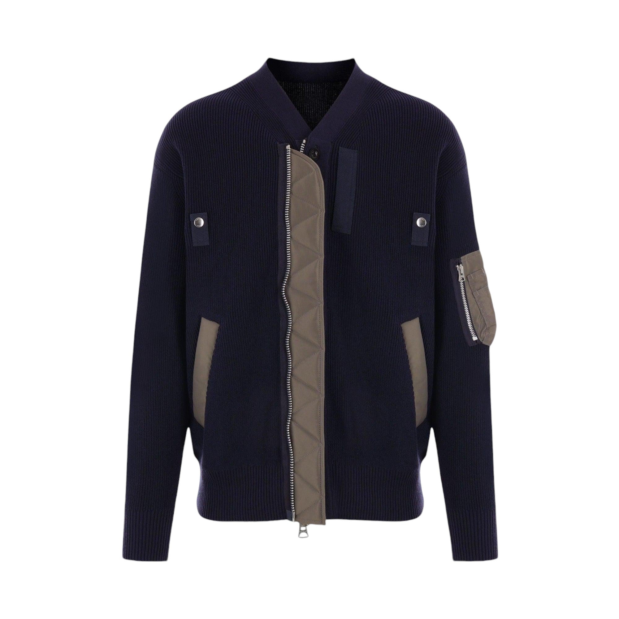 Cotton Blend Full-zip Cardigan-SACAI-JOHN JULIA