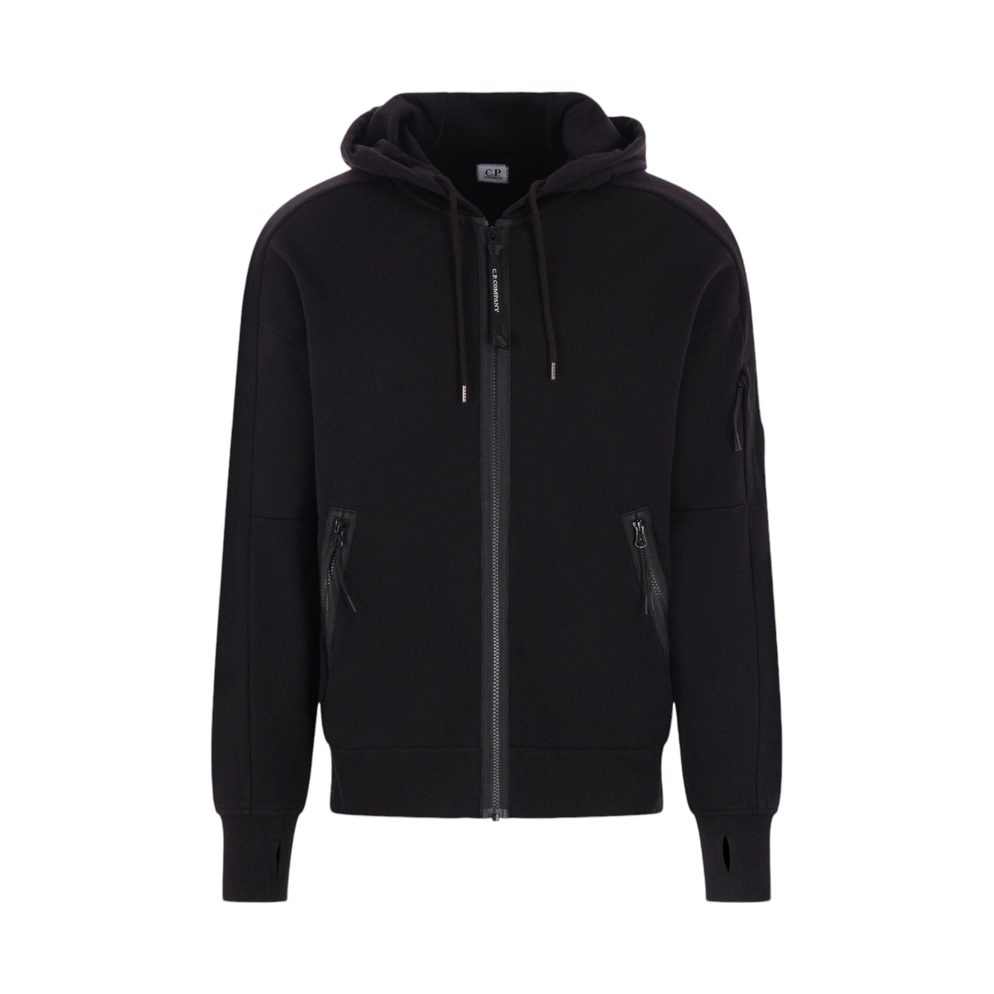 Cotton Fleece Full-zip Hoodie-C.P. COMPANY-JOHN JULIA