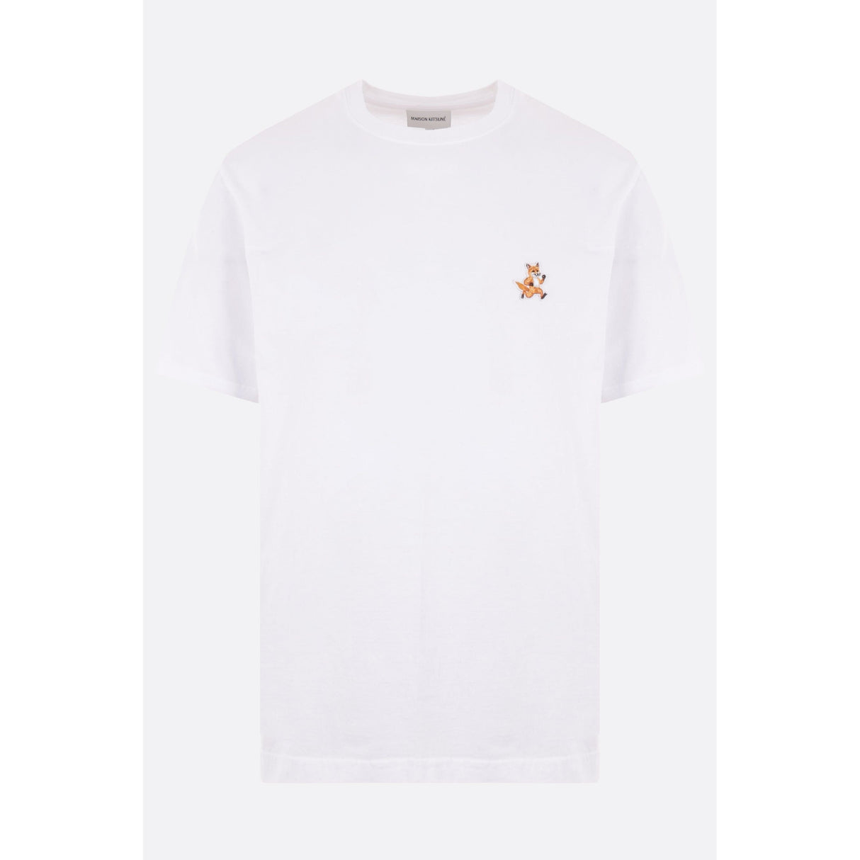 Cotton T-shirt With Logo Patch-MAISON KITSUNÉ-JOHN JULIA