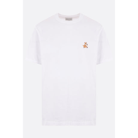 Cotton T-shirt With Logo Patch-MAISON KITSUNÉ-JOHN JULIA