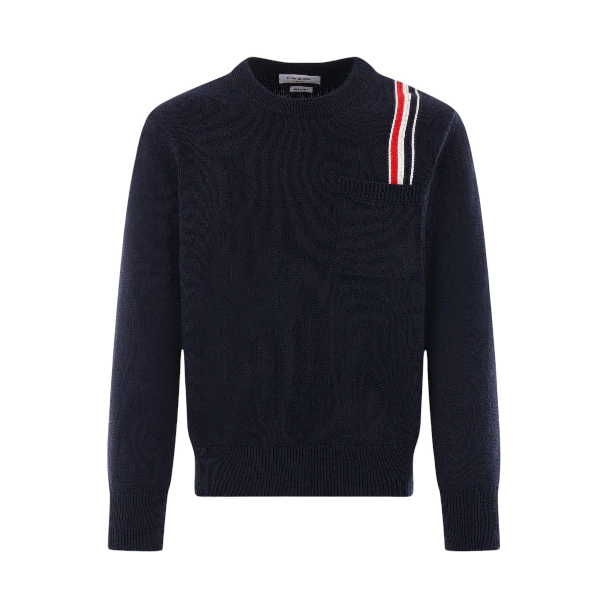 Cotton Tricolor Intarsia Sweater-THOM BROWNE-JOHN JULIA