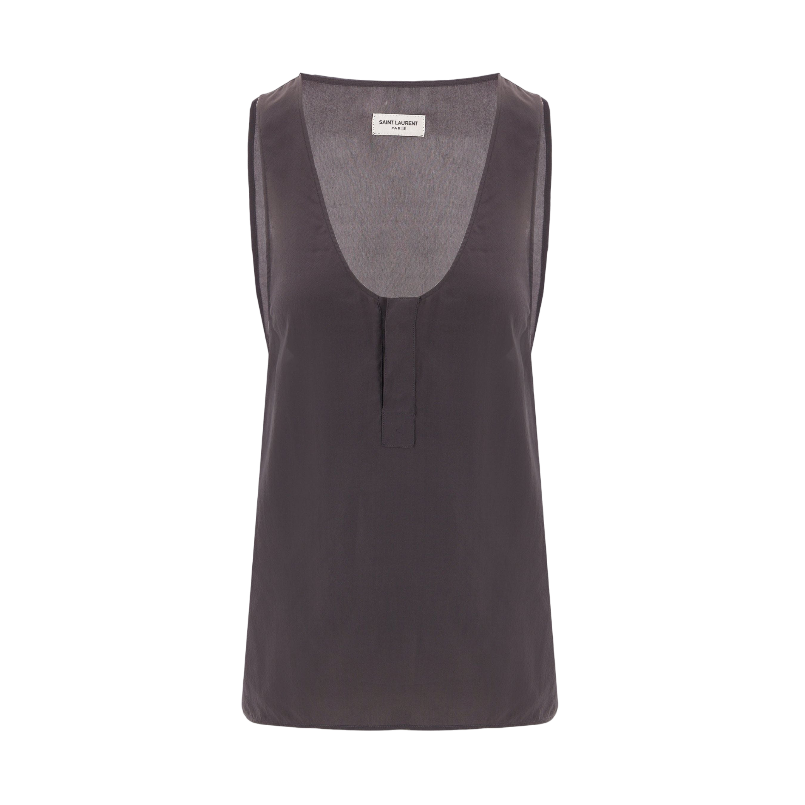 Crepe De Chine Henley Tank-SAINT LAURENT-JOHN JULIA