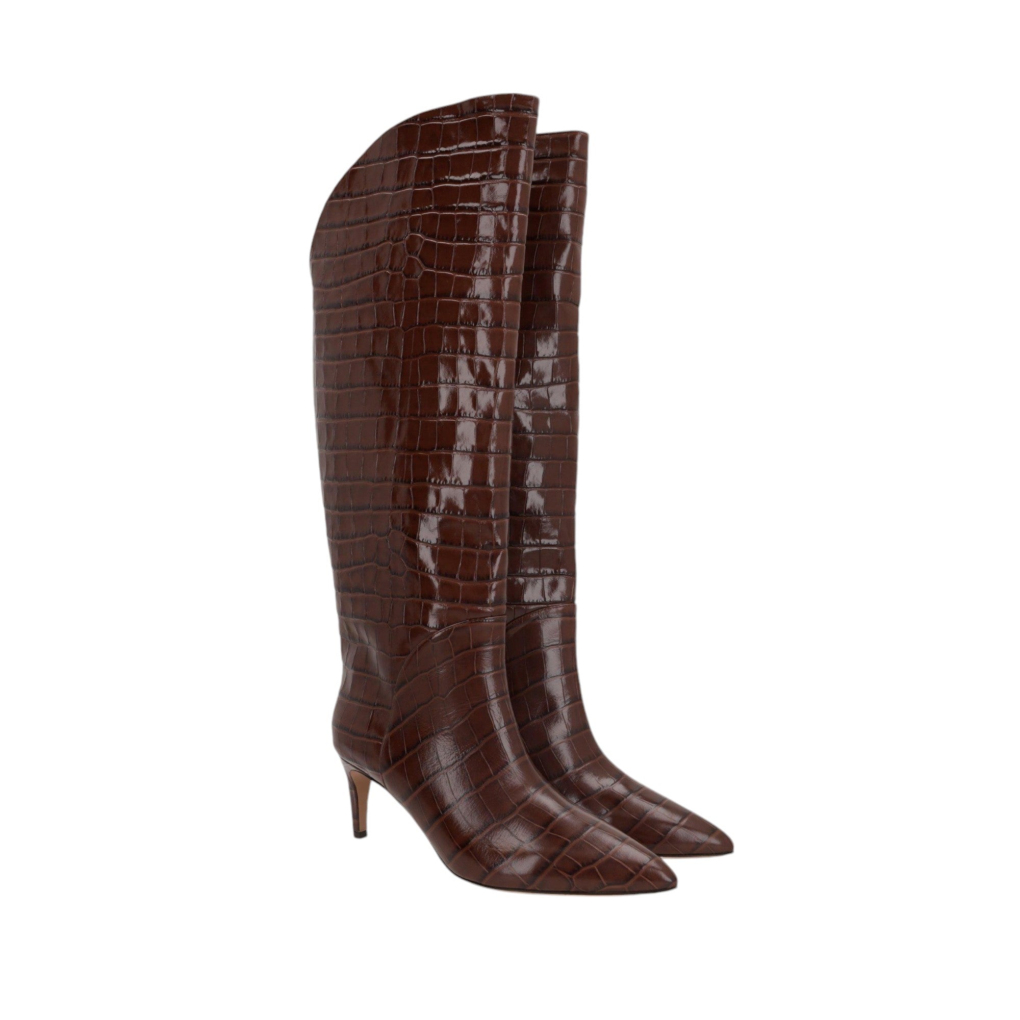 Crocodile Embossed Leather Boots-PARIS TEXAS-JOHN JULIA