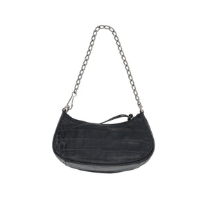 Crocodile Embossed Leather Shoulder Bag-BALENCIAGA-JOHN JULIA