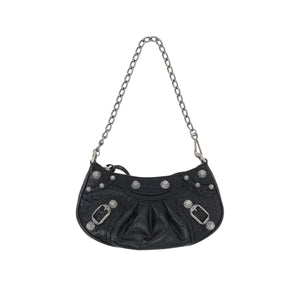 Crocodile Embossed Leather Shoulder Bag-BALENCIAGA-JOHN JULIA