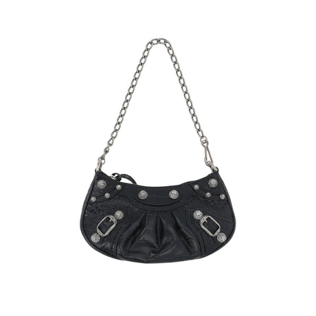 Crocodile Embossed Leather Shoulder Bag-BALENCIAGA-JOHN JULIA