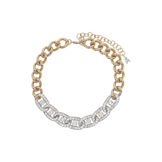 Crystal-embellished Metal Chain Choker-AMINA MUADDI-JOHN JULIA