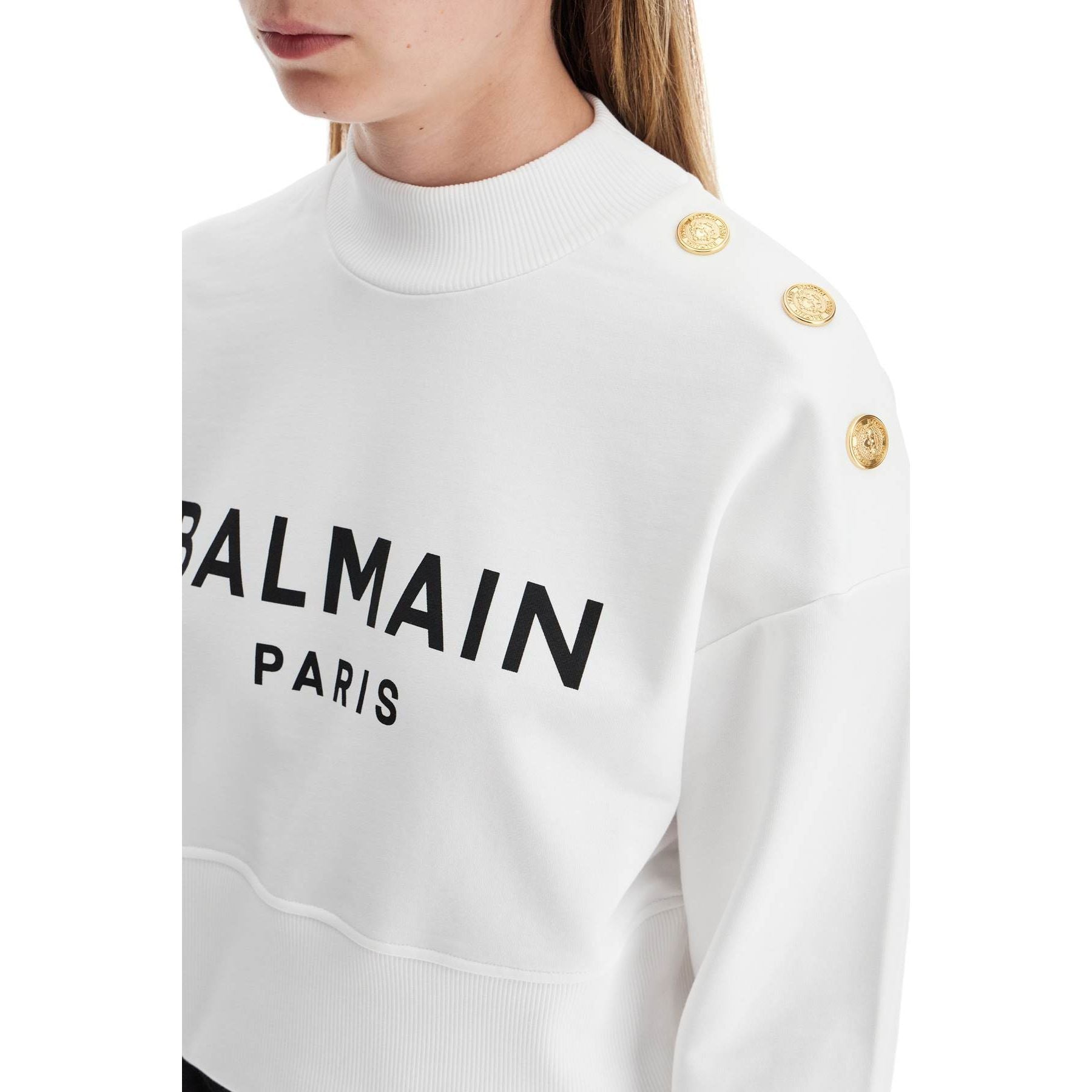 Organic Cotton Balmain Paris Cropped Sweatshirt