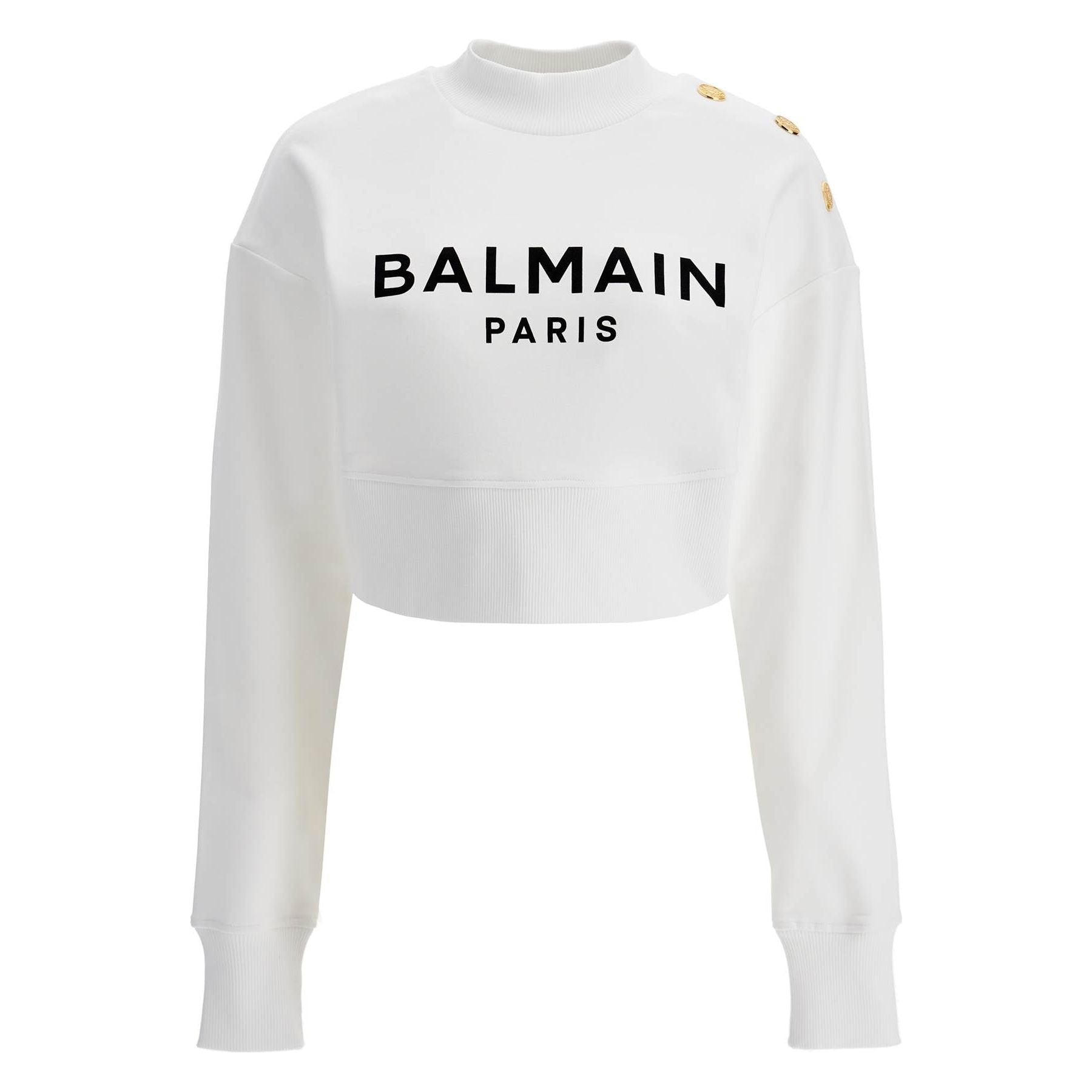 Organic Cotton Balmain Paris Cropped Sweatshirt