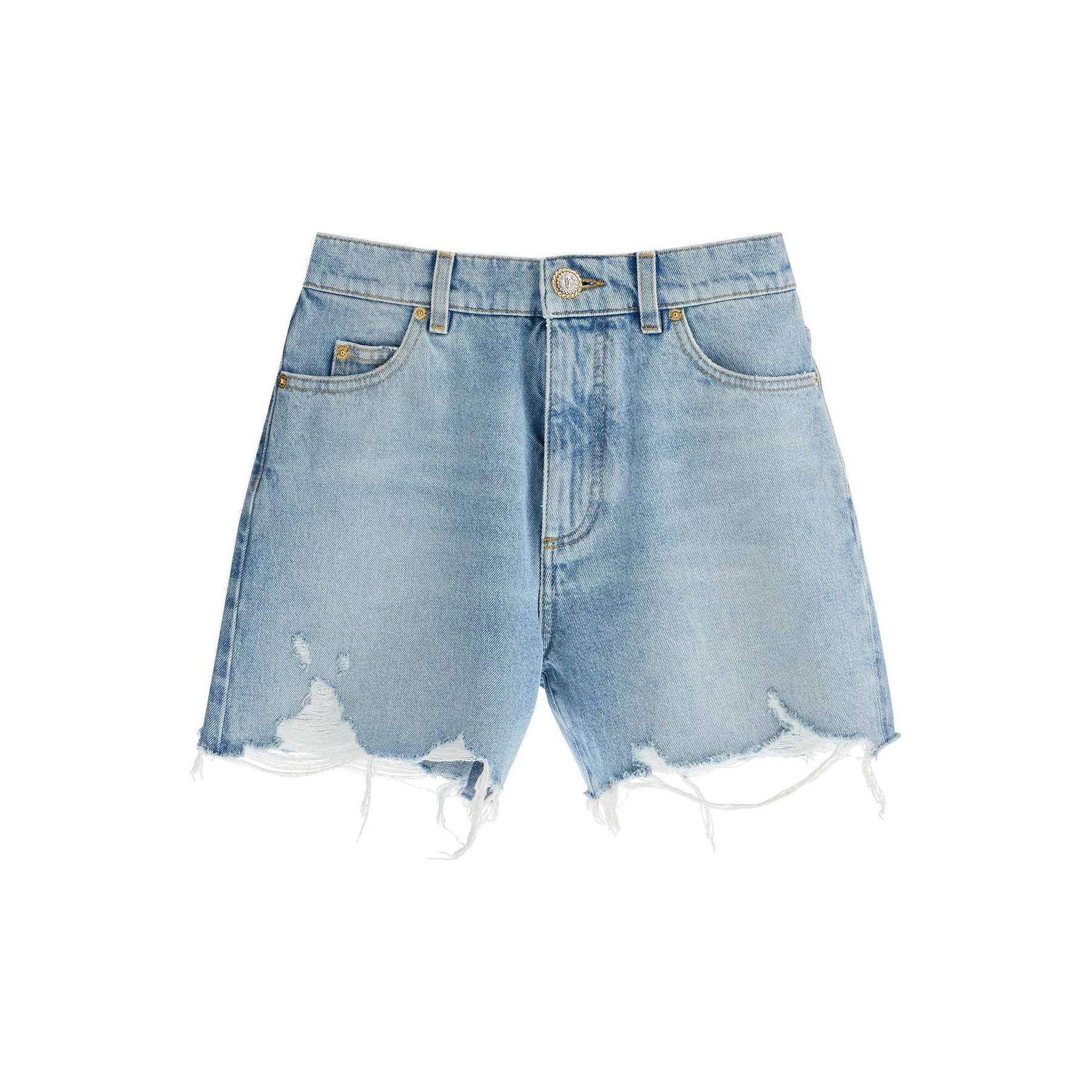 High-Waisted Frayed Denim Shorts