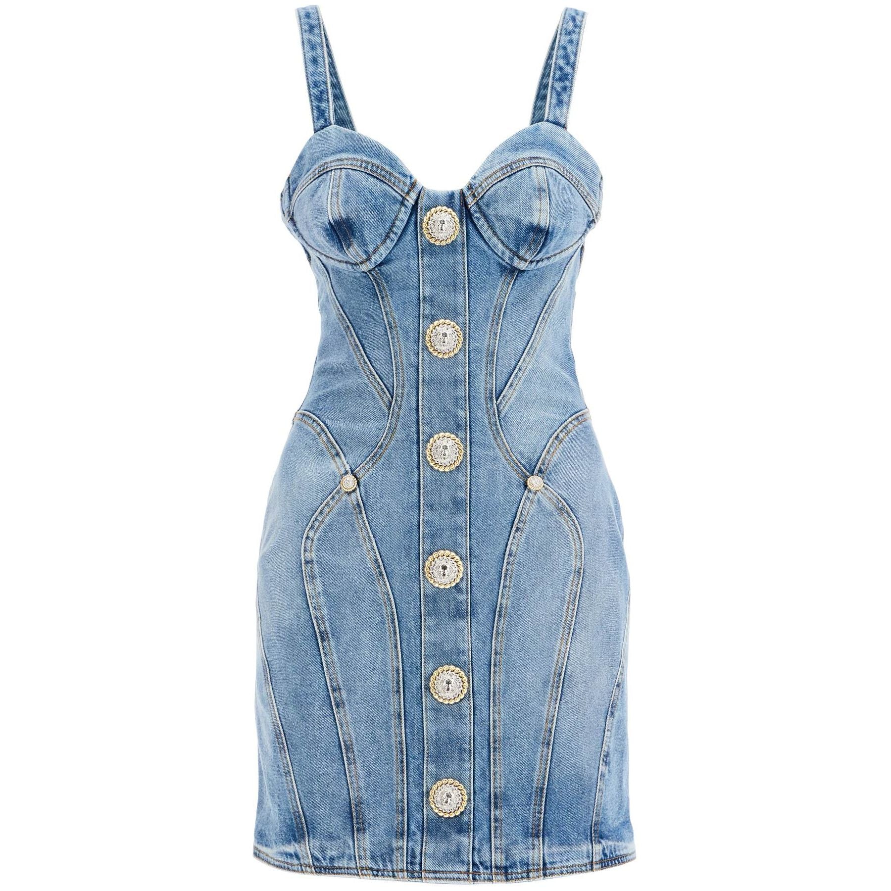 Mini Denim Dress Decorative Buttons