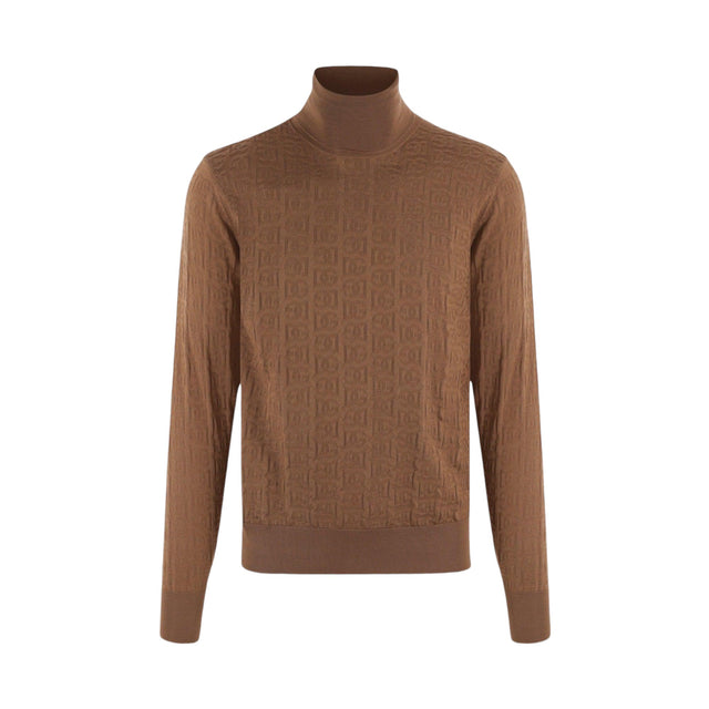 DG Logo Silk Jacquard Turtleneck-DOLCE & GABBANA-JOHN JULIA