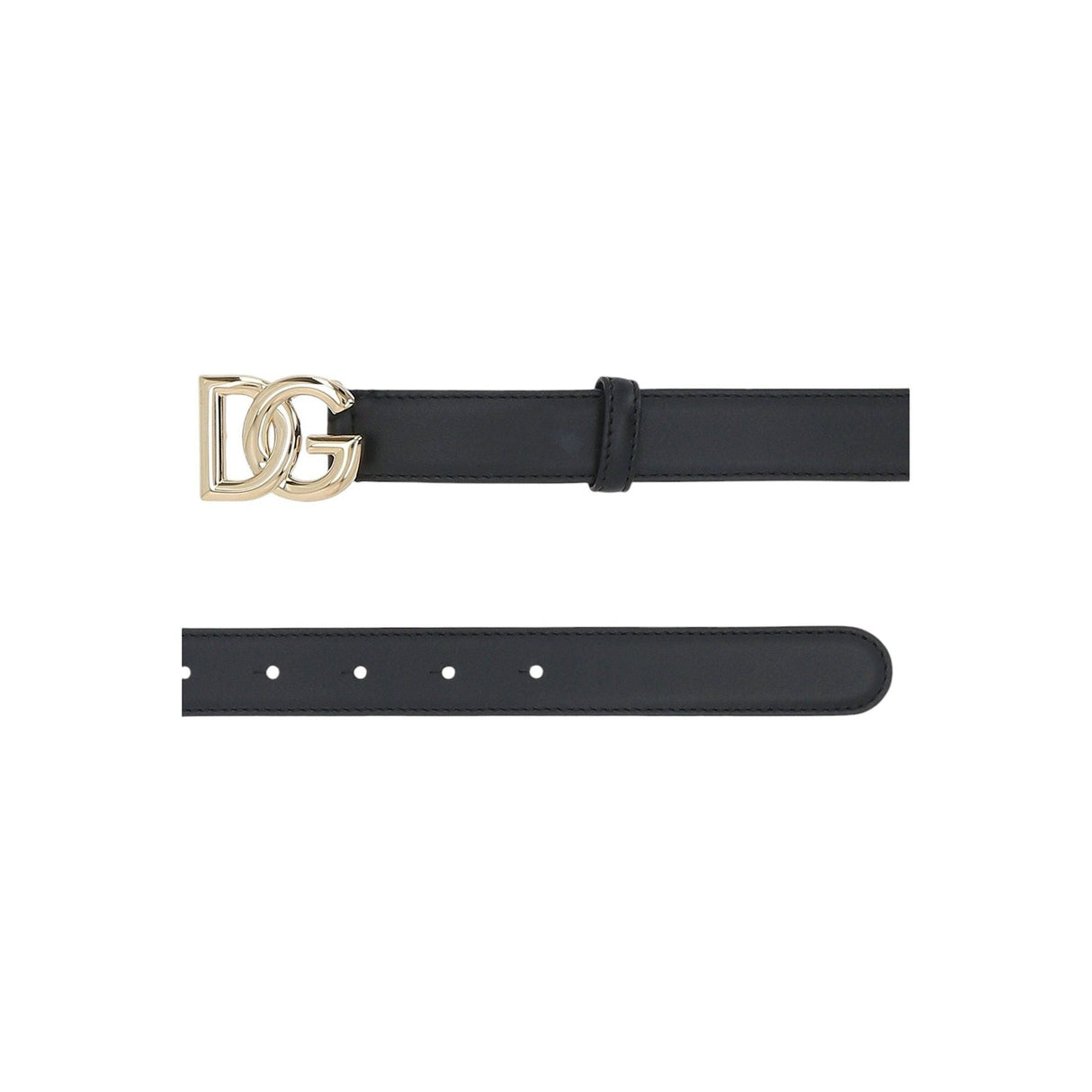 DG Logo Smooth Leather Belt-DOLCE & GABBANA-JOHN JULIA